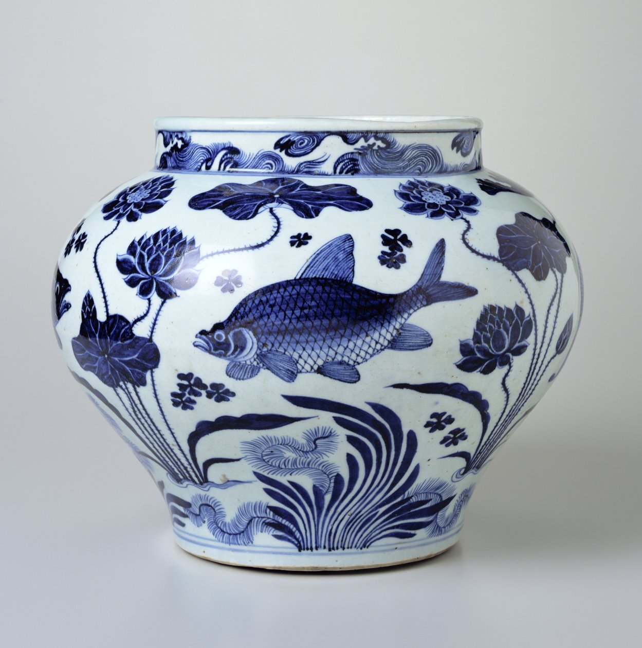 Sklenice na víno s designem ryb a vodních rostlin (porcelán) od Chinese School