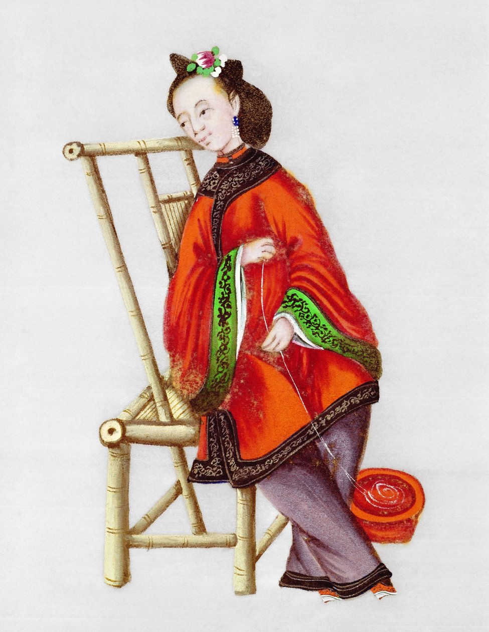 Žena předení, období Qianlong (1736-96) od Chinese School