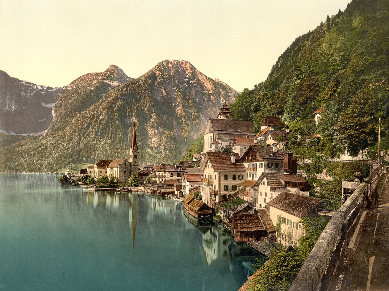 Hallstatt, Rakousko, hospoda. c.1890 - 1900 (chromolitograf) od English Photographer