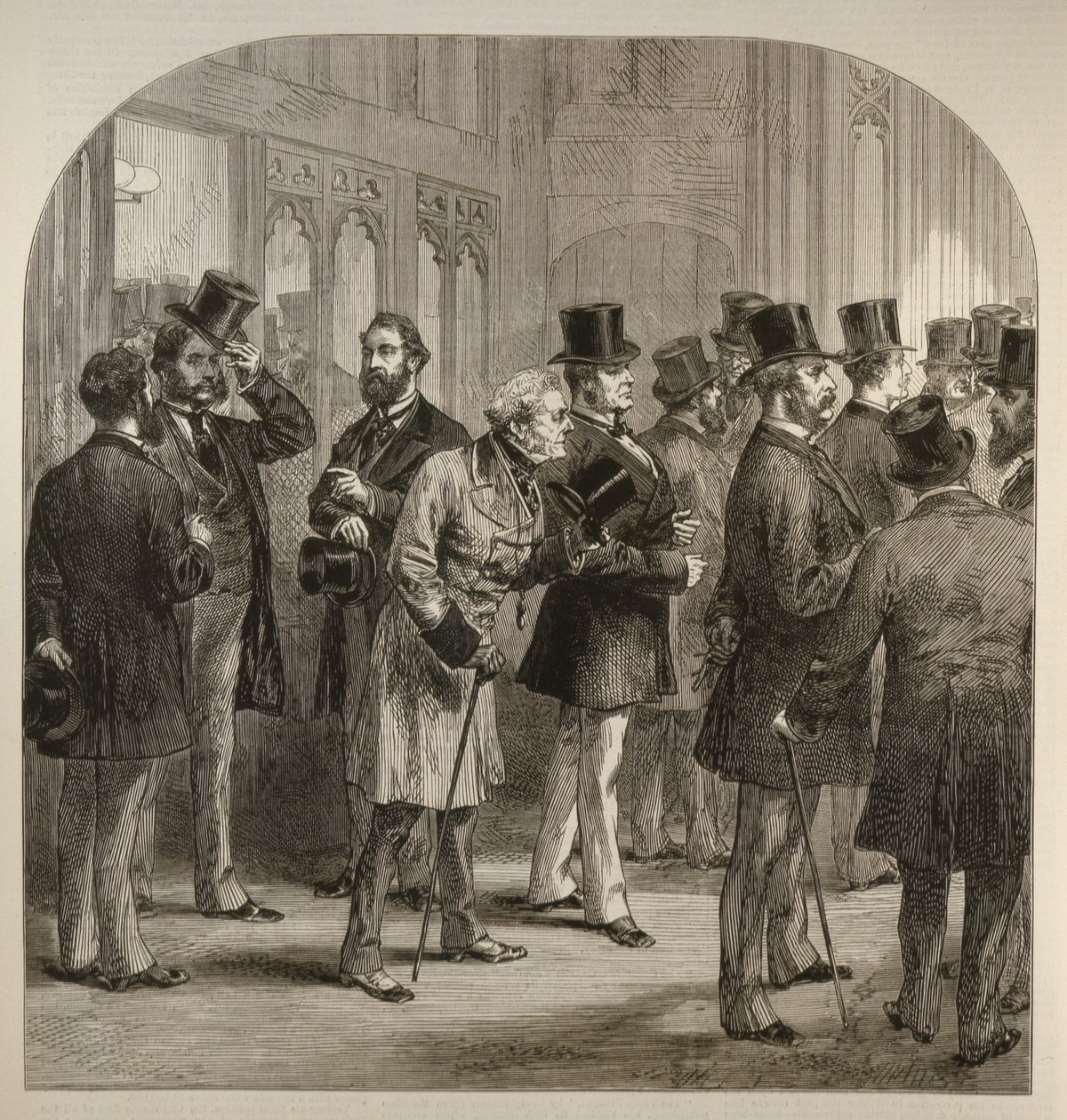 Divize v Dolní sněmovně: Členové Passing the Tellers, z The Illustrated London News, 18. února 1882 od English School