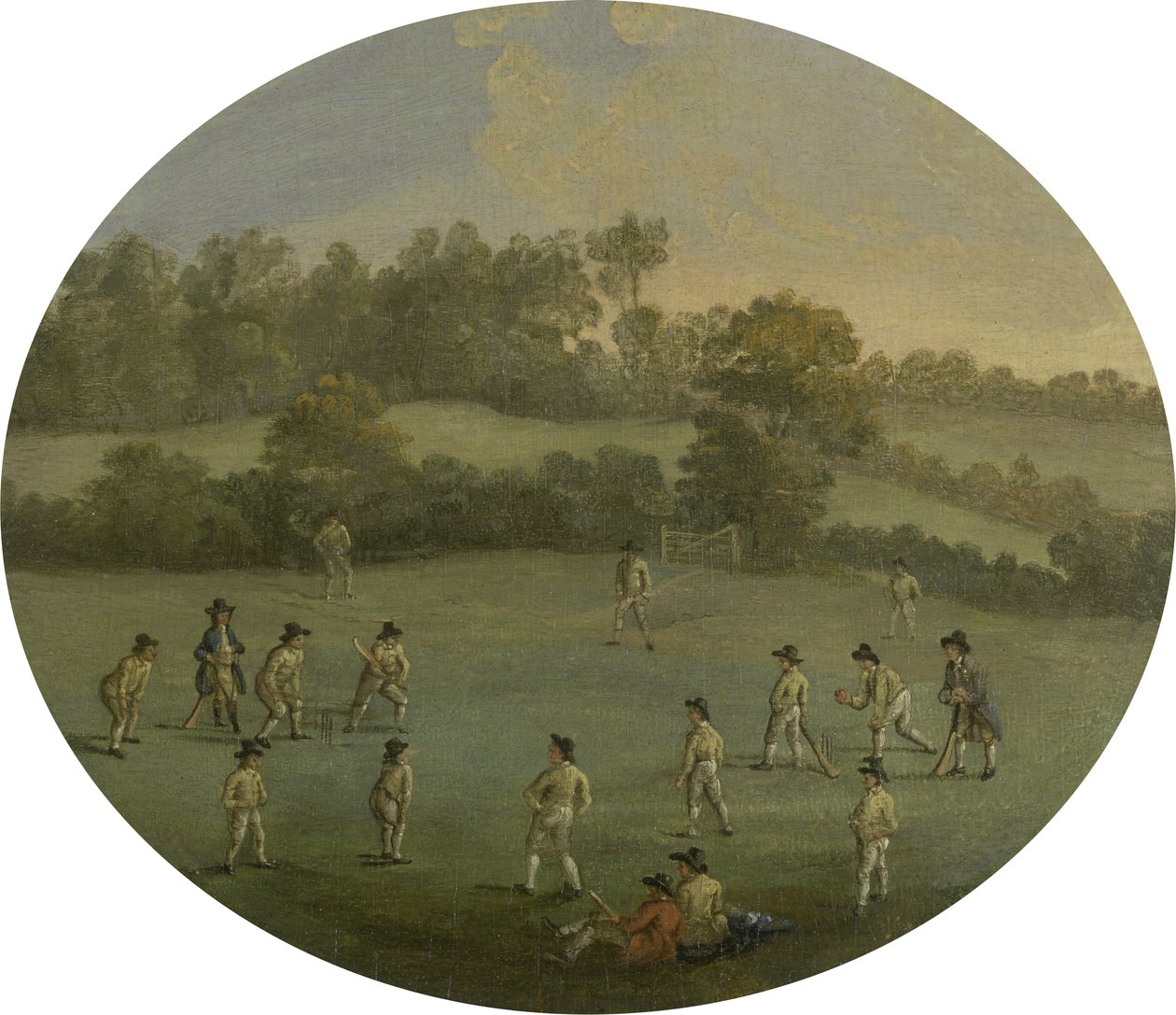 Hra kriketu (The Royal Academy Club v Marylebone Fields, nyní Regents Park) podle obrazu Francise Haymana (1708-76) od English School