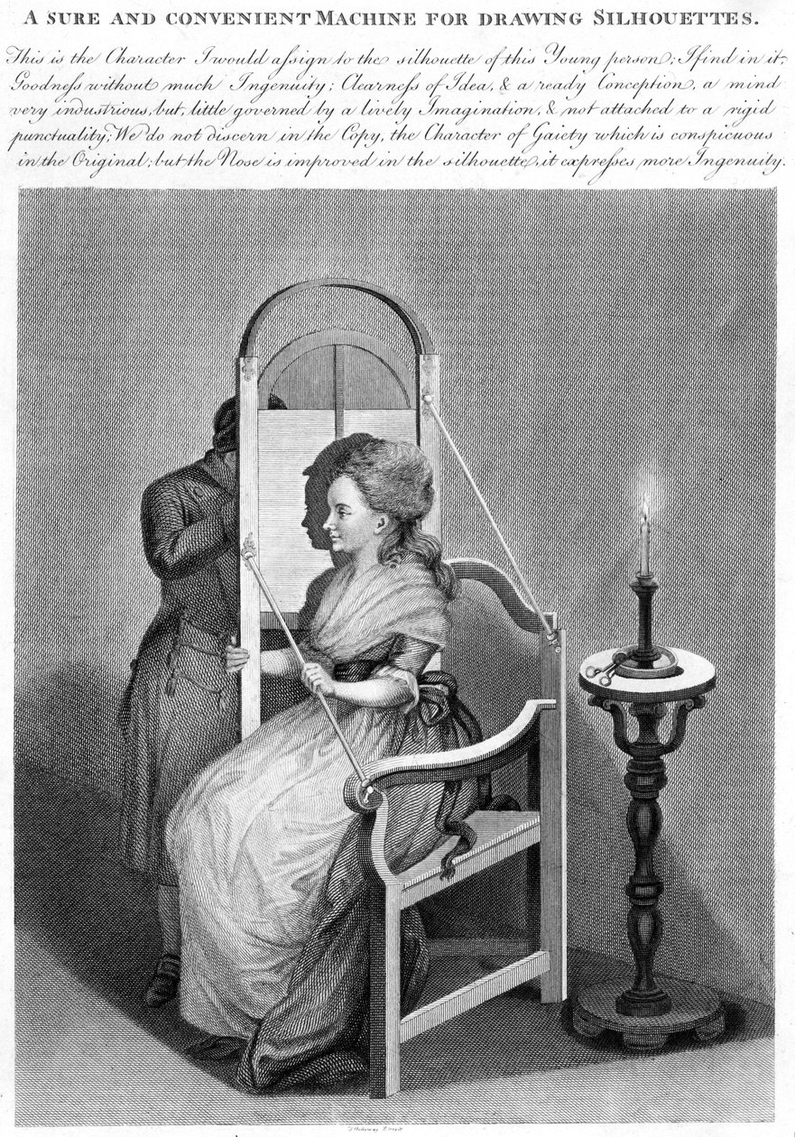 Jistý a pohodlný stroj na kreslení siluet, c.1790 od English School