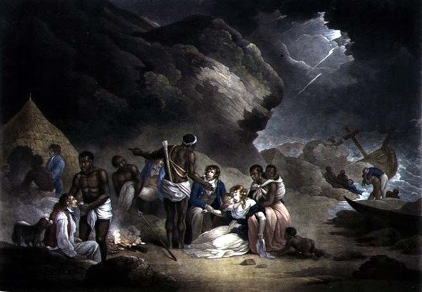 African Hospitality, vyryl John Raphael Smith, hospoda. od S. Morgana, Londýn, 1814 (mezzotinta s pozdějším zbarvením) (pár 120642) od English School