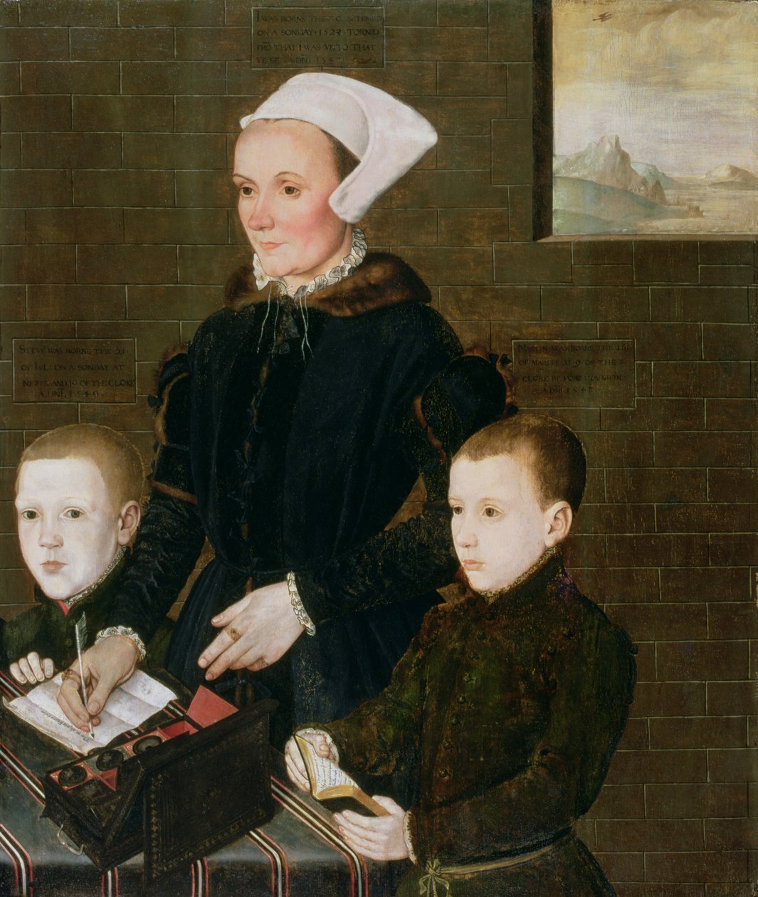 Alice Barnham a její dva synové Martin a Steven, 1557 od English School