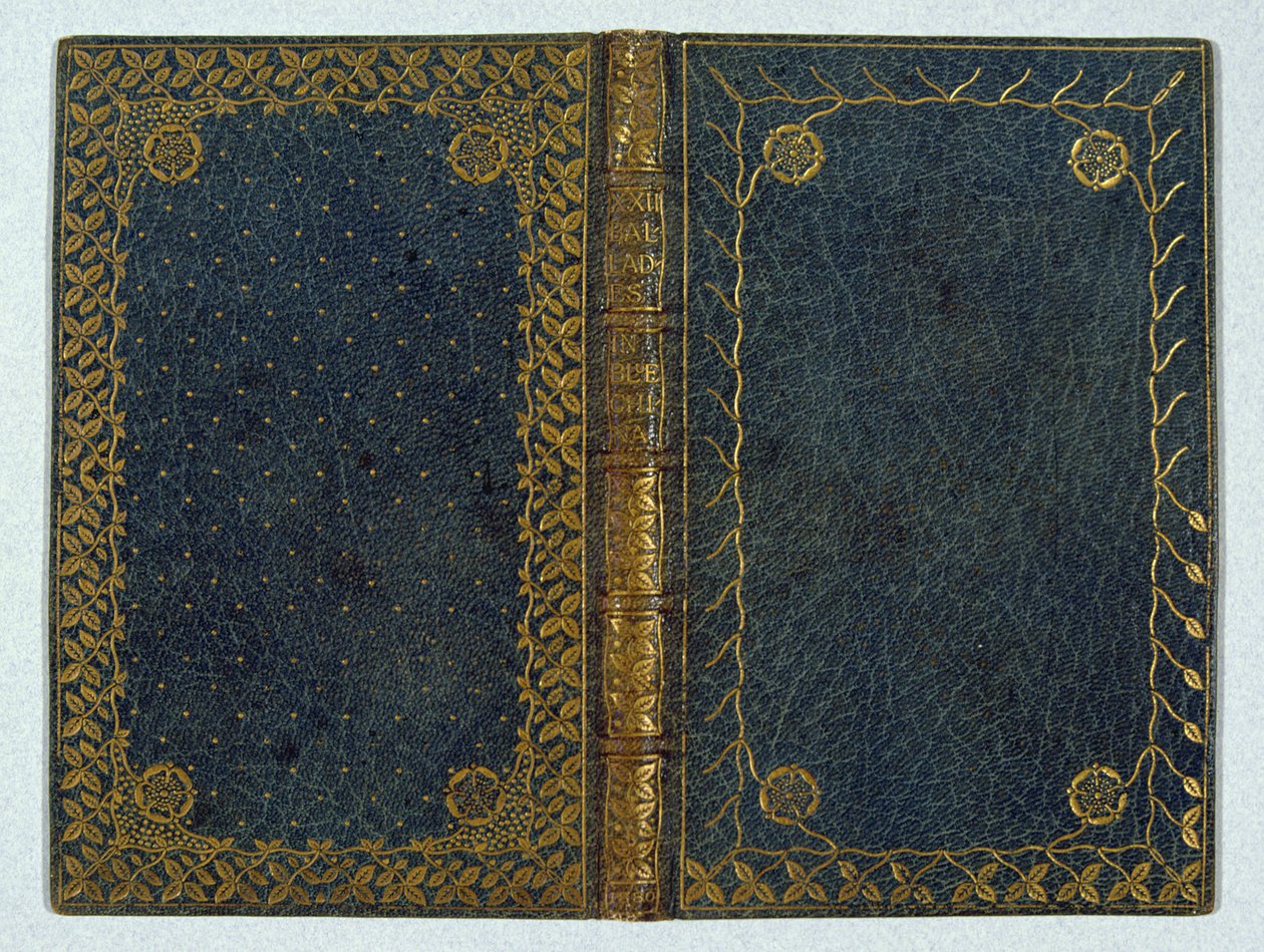Obal knihy pro XXII. balady v modré Číně od Andrewa Landa (1844-1912) 1895 (kůže a zlato) od English School