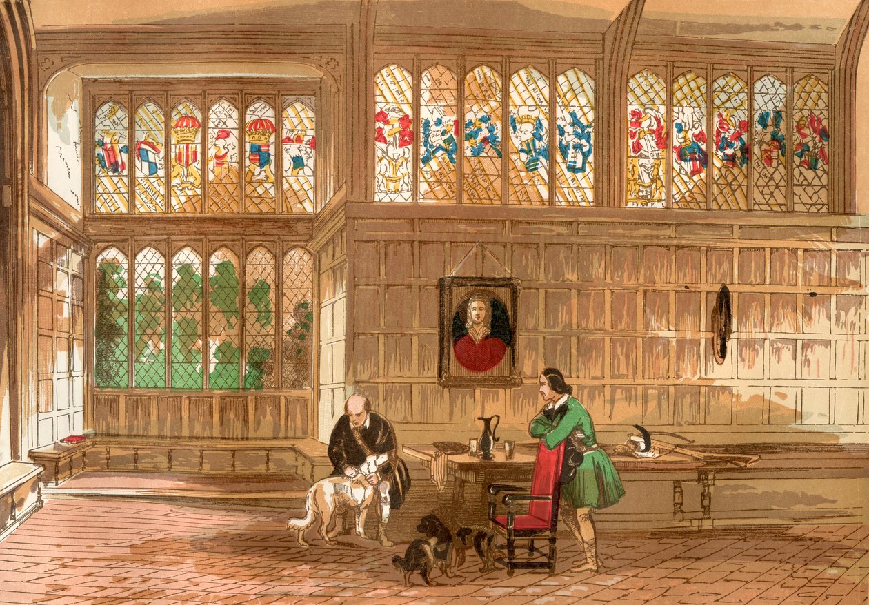 Hall at Ockwells, Berkshire, Anglie, ze staré Anglie: Obrazové muzeum, hospoda. 1847 od English School