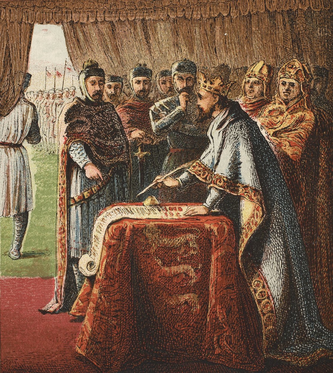 Král Jan a Magna Carta, hospoda. 1890 od English School