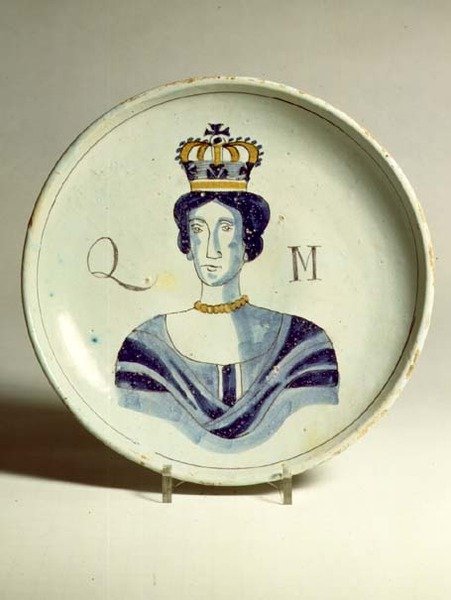 Lambeth Delftware portrét královny Marie (keramika) od English School