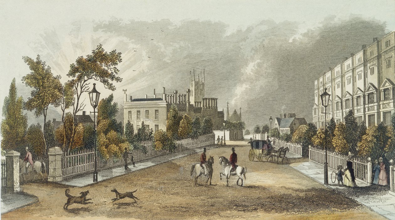 Lansdown Terrace, Cheltenham, vyryl D. Eichbaum, kolem roku 1840 od English School