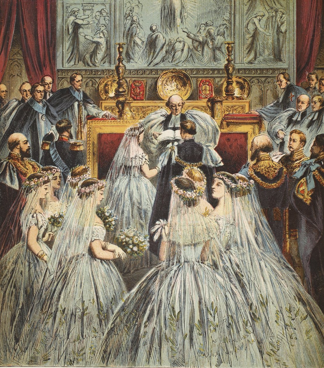 Sňatek prince z Walesu a Alexandry, 1863, hospoda. 1890 (barevná litografie) od English School