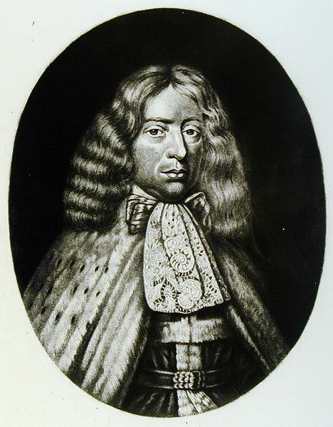 Portrét George, hraběte z Berkeley (1628-98) vyrytý Richardem Earlomem (1743-1822) a Charlesem Turnerem (asi 1773-1857) z Illustrious Characters in British History (mezzotinta) od English School
