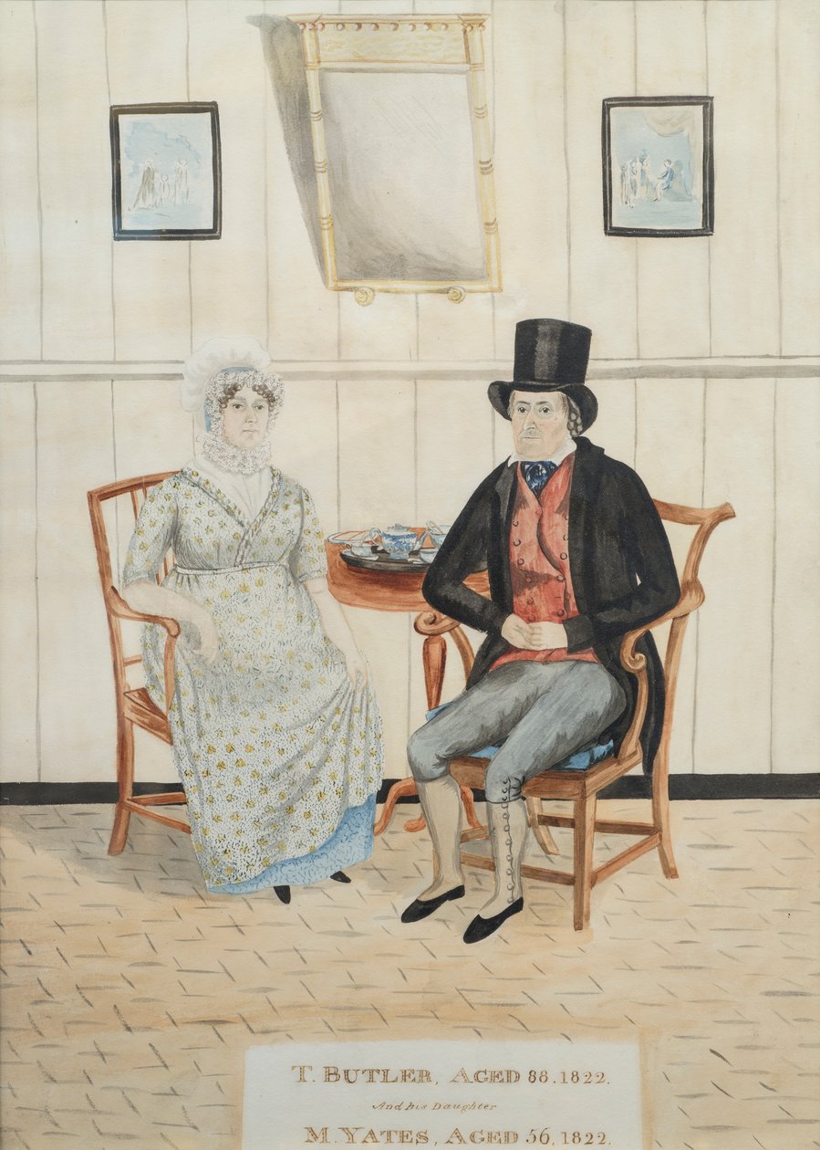 Portrét T. Butlera a jeho dcery M. Yatesové, asi 1822 (čb na papíře) od English School