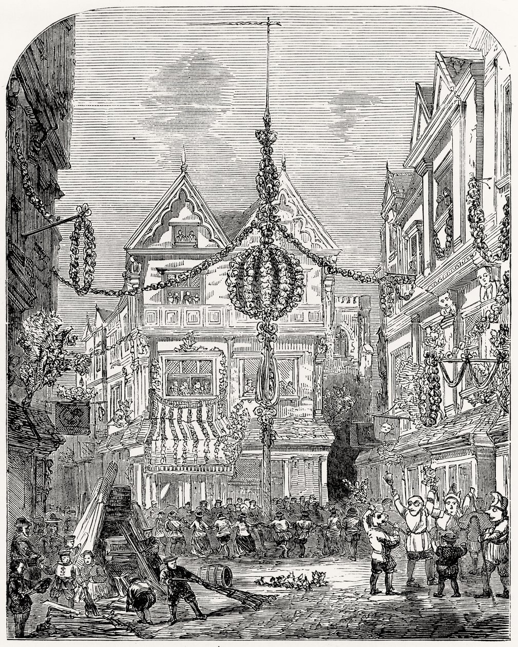 Radost z obnovy Karla II. (1630-85) května 1660 od English School