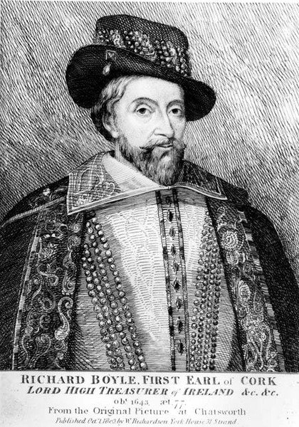 Richard Boyle (1566-1643), první hrabě z Corku a lord vysoký pokladník Irska, po originálu z roku 1643 v hospodě Chatsworth. 1803 od English School