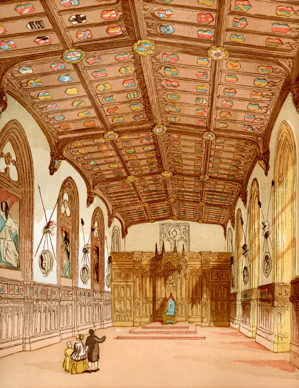 St. Georges Hall, hrad Windsor, Windsor, Anglie, ze staré Anglie: Obrazové muzeum, hospoda. 1847 od English School