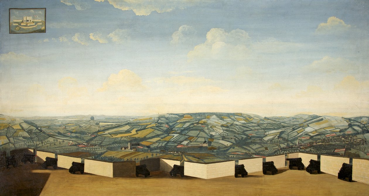 Stroud z Rodborough Fort, Gloucestershire, kolem roku 1765 od English School