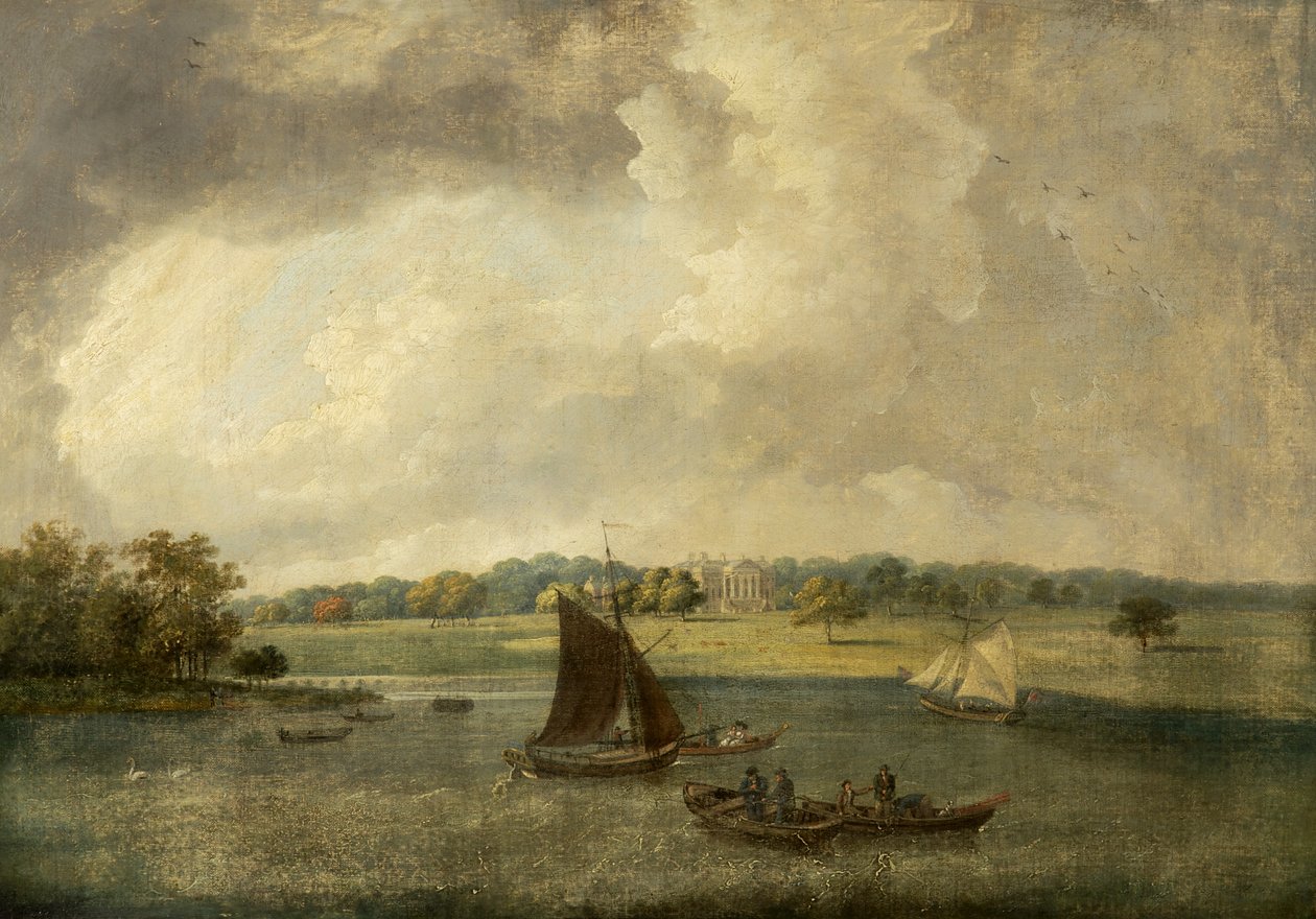Tabley House z celé řeky Mere, Cheshire, 1800-50 od English School