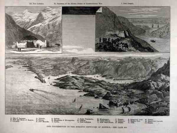 Povstání v rakouských jadranských provinciích, z The Illustrated London News, 1. dubna 1882 od English School