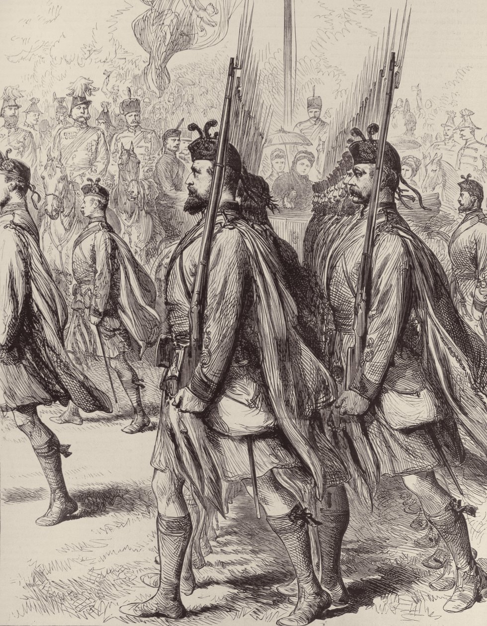 The London Scottish Volunteers, z The Illustrated London News, 7. září 1881 od English School
