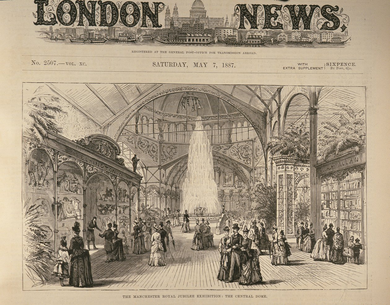 Manchester Royal Jubilee Exhibition: The Central Dome, z The Illustrated London News, 7. května 1887 od English School