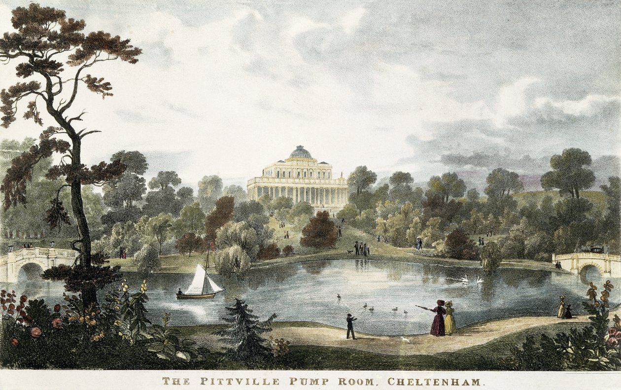 Pittville Pump Room, Cheltenham, kolem roku 1835 od English School
