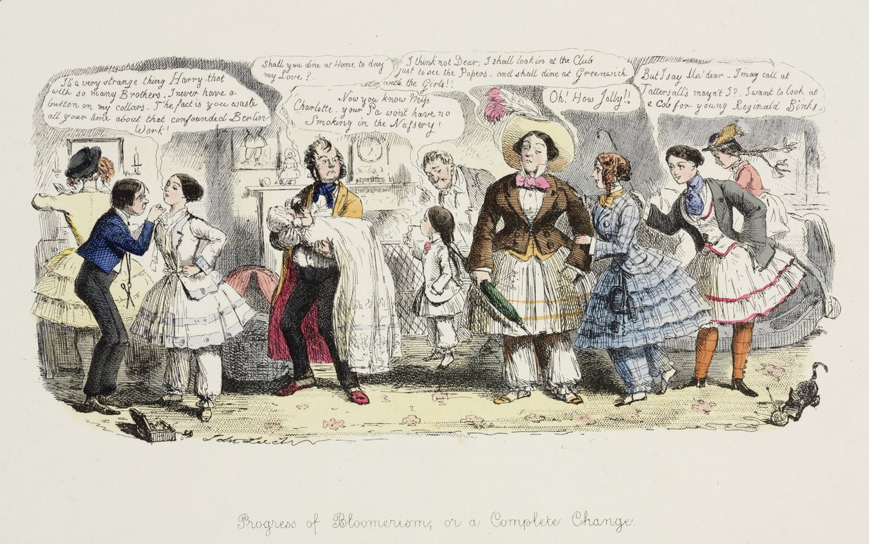 The Progress of Bloomerism aneb úplná změna z Punch, 1852 od English School