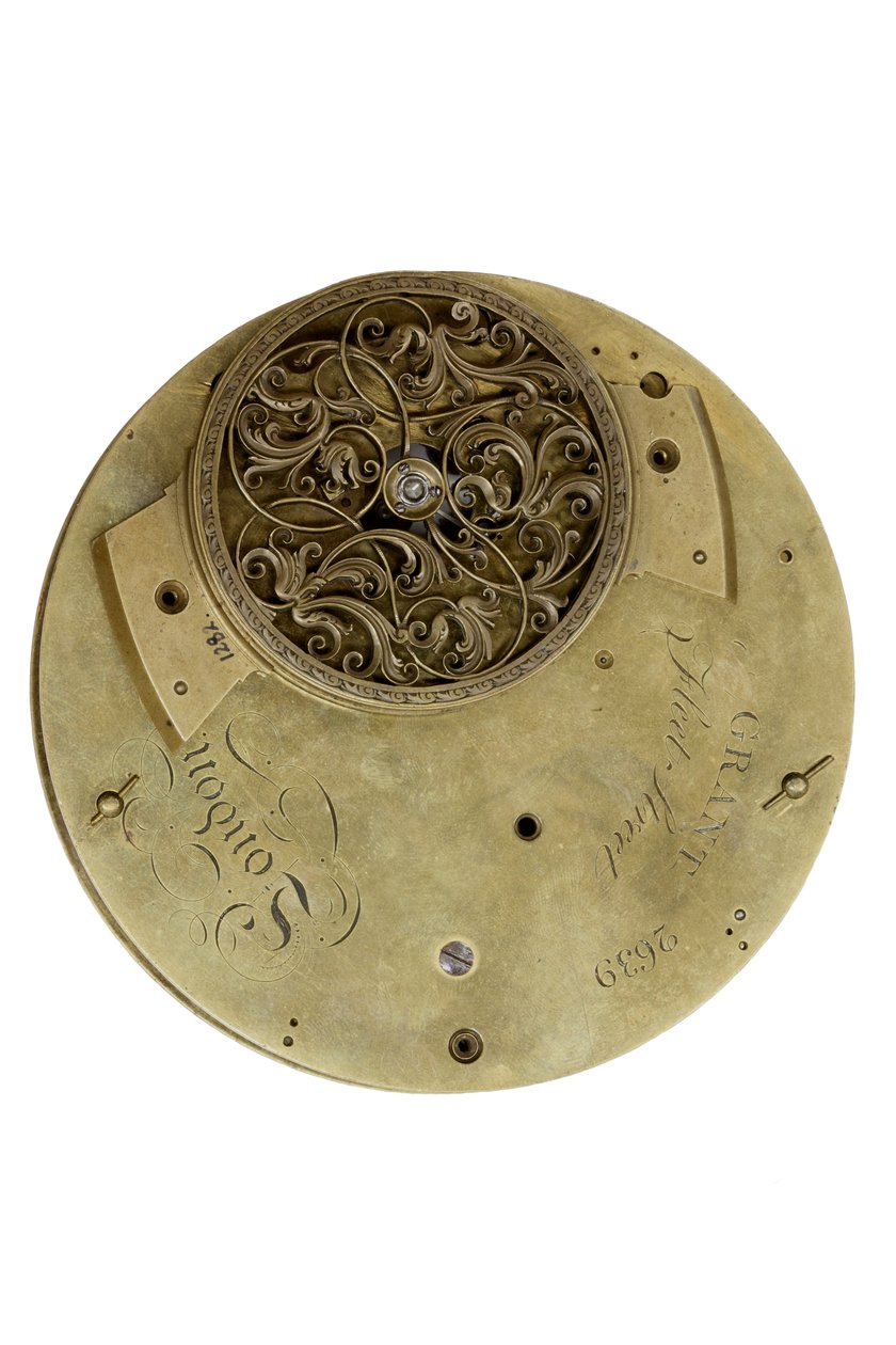 Zadní deska Cumming Clock, cca 1767 (kov) od English School