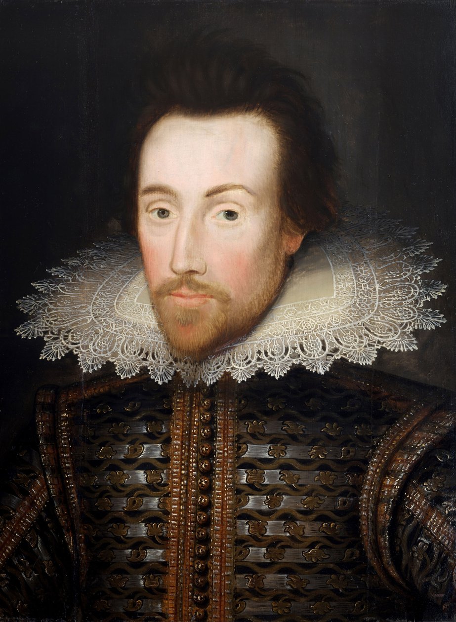 William Shakespeare, anonymní obraz podle Cobbeho portrétu, kolem roku 1610 od English School