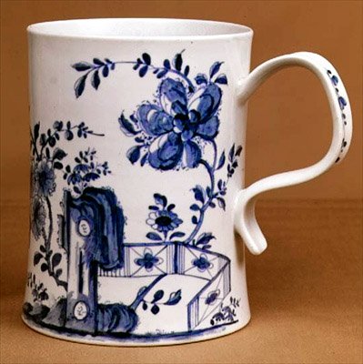 Worcester modrobílý korbel, cca 1745 (porcelán) od English School