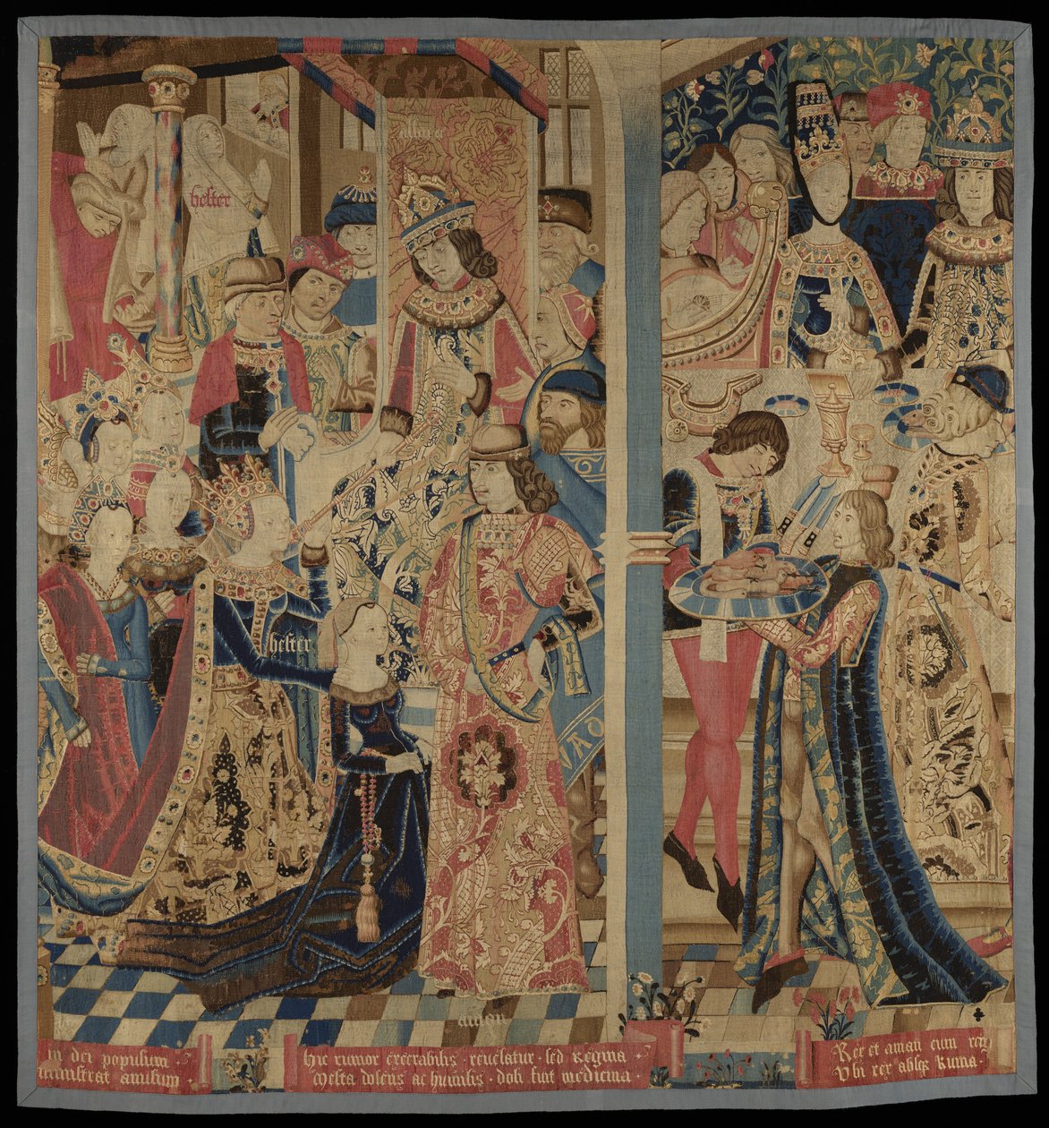 Ester a Ahasver, c. 1460-1485 (vlna a hedvábí) od Flemish School