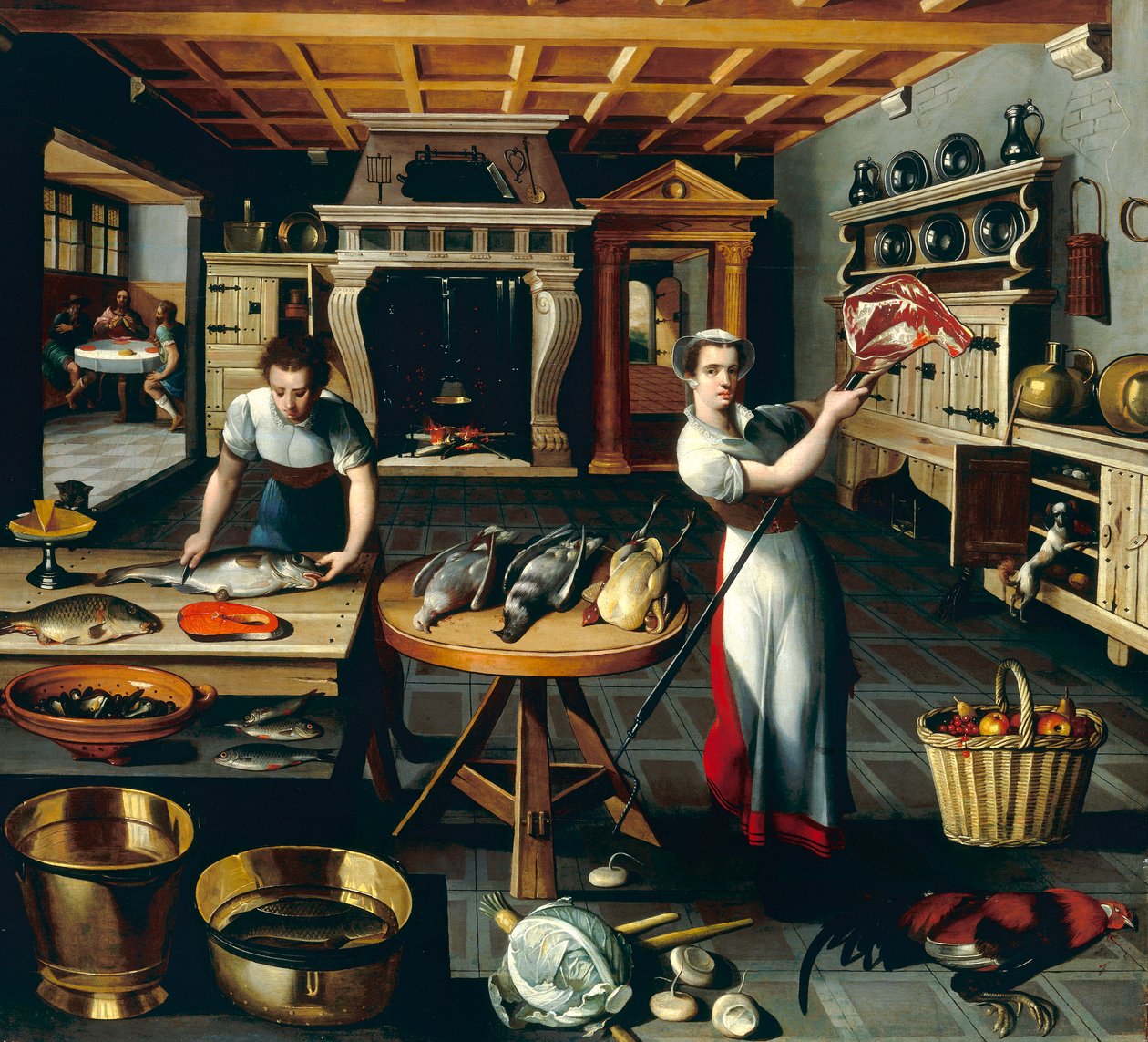 Dvě ženy v kuchyni od Flemish School
