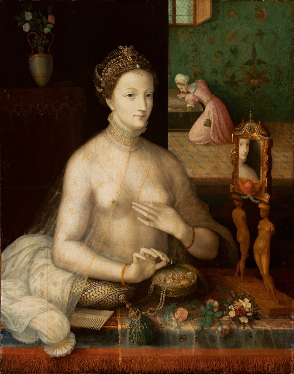 Žena na toaletě, kolem 1550-70 od Fontainebleau School