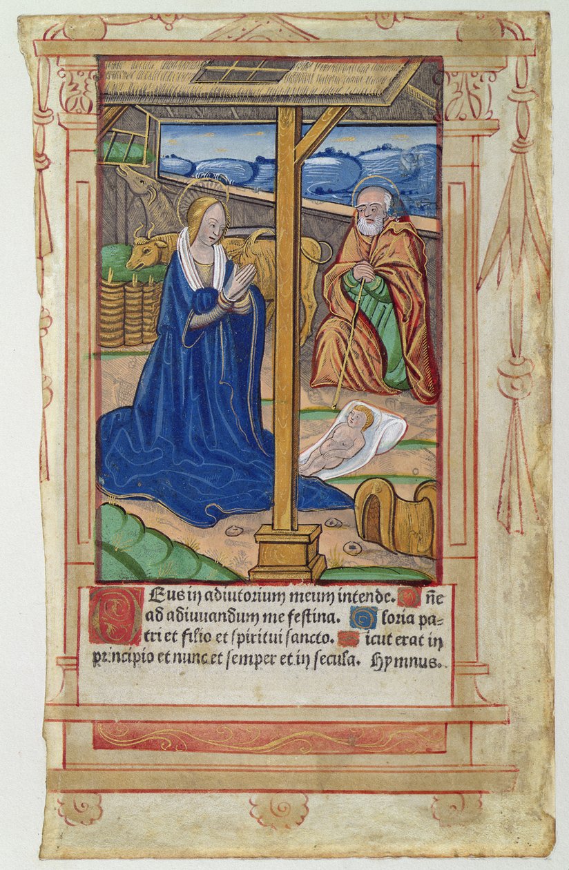 CL 22719B Narození Páně, od Feuillets de Psaumes od French School