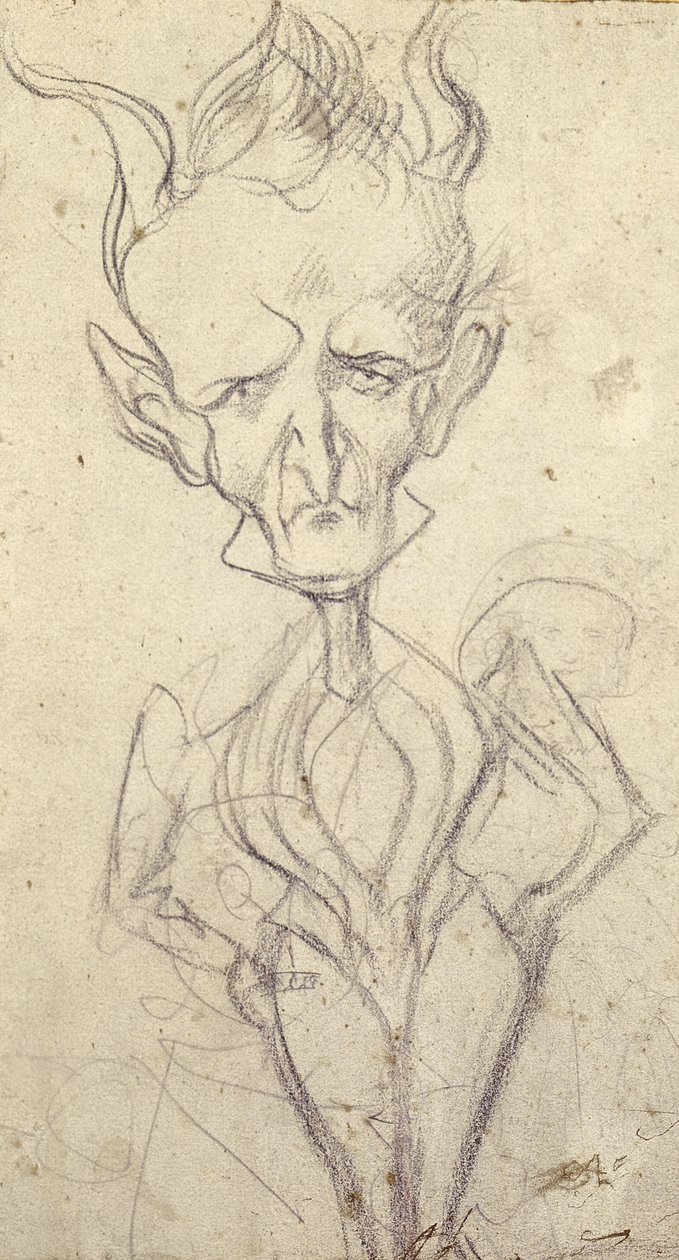 Karikatura Hectora Berlioze (1803-69) (pastel na papíře) od French School