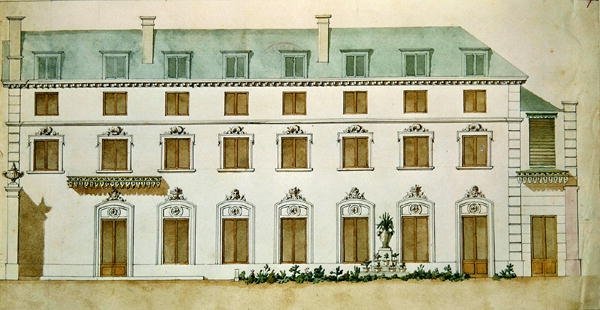 Fasáda domu v rue Fortunee, koupil Honore de Balzac (1799-1850) v roce 1847 (wc na papíře) od French School