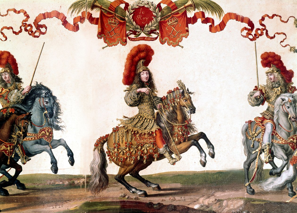 Francouzský král Ludvík XIV. na Grand Carrousel, miniatura, 1662 od French School