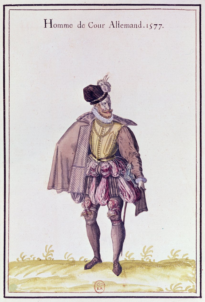 Německý dvořan, 1577 (barevná rytina) od French School
