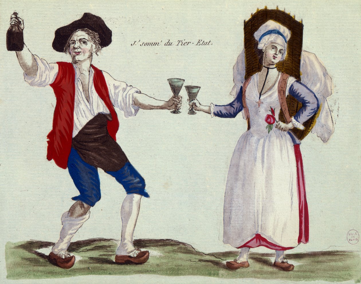 Piju do třetího stavu (barevná rytina a akvatinta) od French School