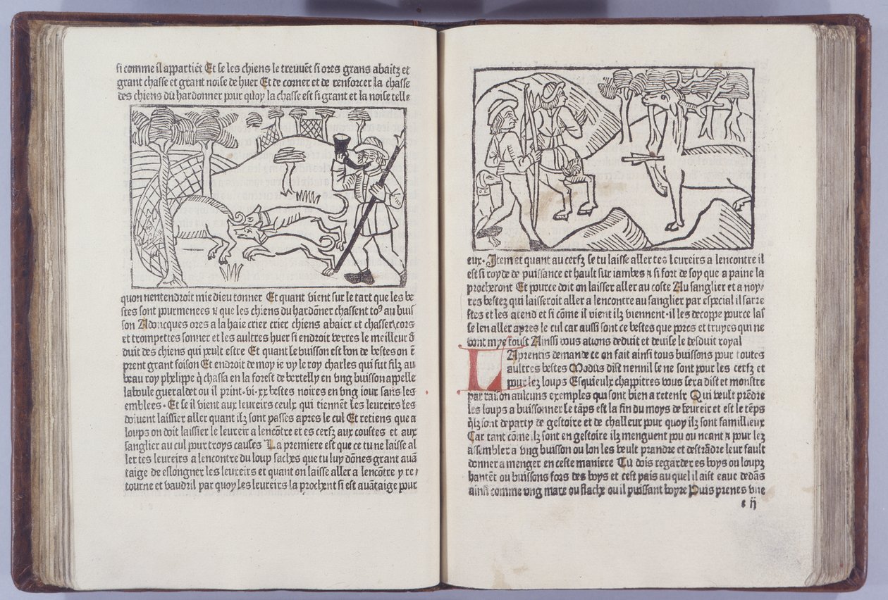 Ilustrace z Le Liurse du Roy Modus et de la Reine Racio od Henriho Ferrierese, 1486 od French School