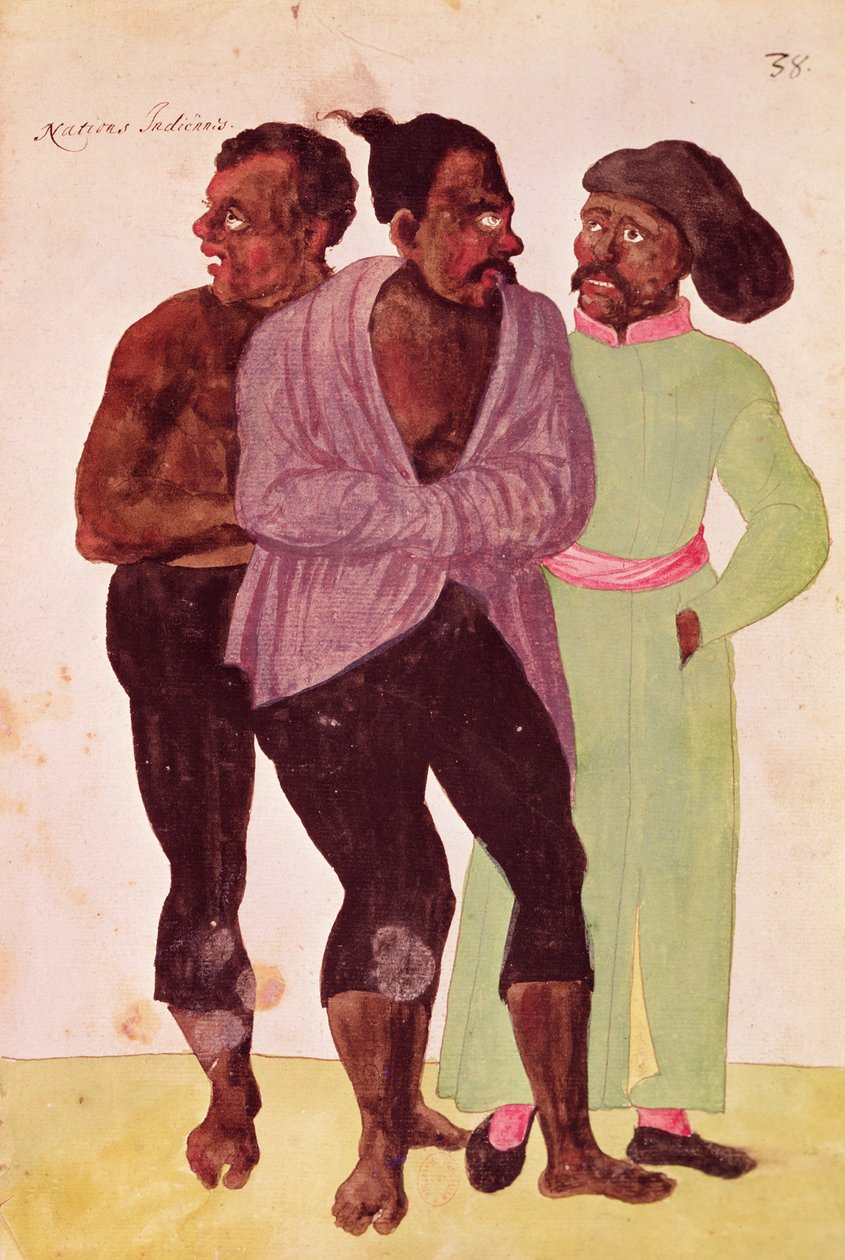 Indické národy, 1567 (wc a grafit na papíře) od French School