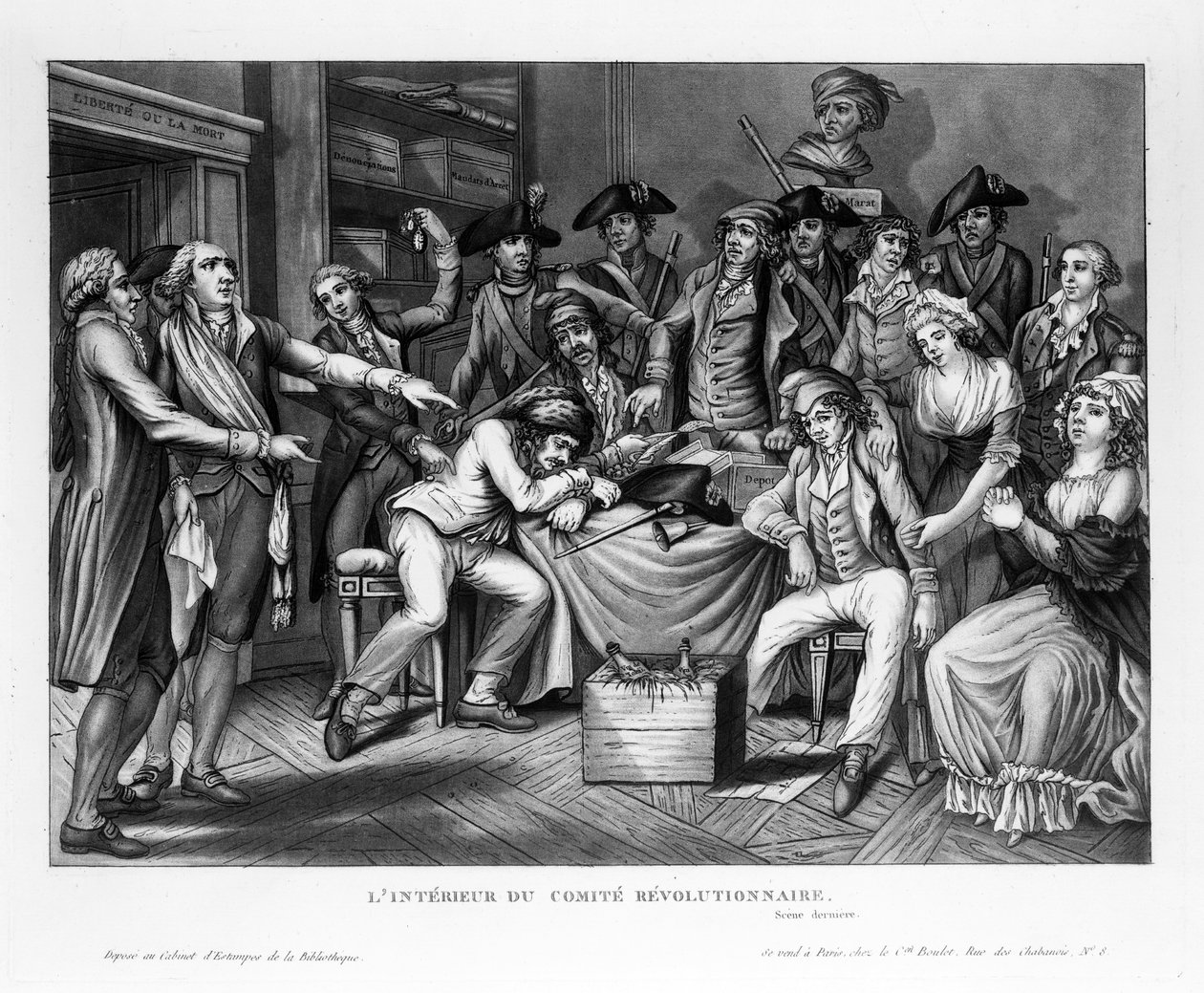 Interiér Revolučního výboru, hospoda. 1794 od French School