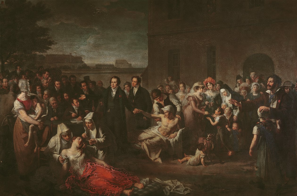 Jean-Louis Alibert léčí pacienty s tyfem v Hopital Saint-Louis od French School