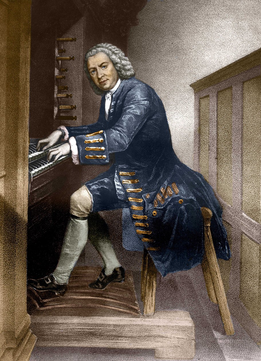 Johann Sebastian Bach hrající na varhany, kolem roku 1881 od French School