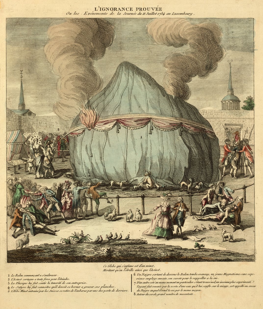 Lignorance Prouvée. Ou les evénements de la journée du 11 juillet 1784 au Luxembourg. Hospoda. Ve Francii 1784 (ručně kolorovaná rytina) od French School