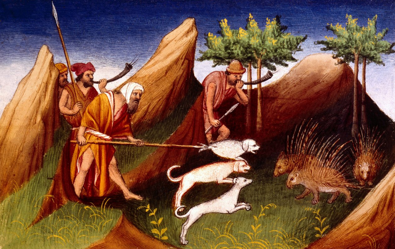 Paní Fr 2810 f.18, Lov dikobraza v Badakhehanu, z Knihy divů světa, kolem 1410-12 (tempera na pergamenu) od French School