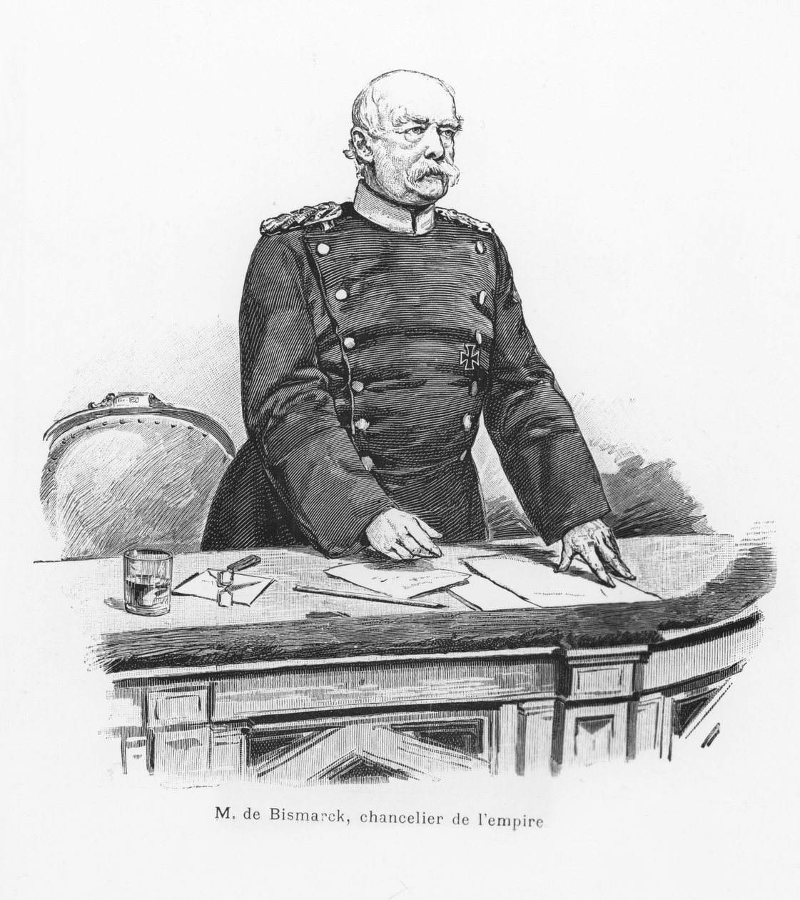 Otto von Bismarck, kancléř říše na tribuně Reichstagu, 1889 od French School