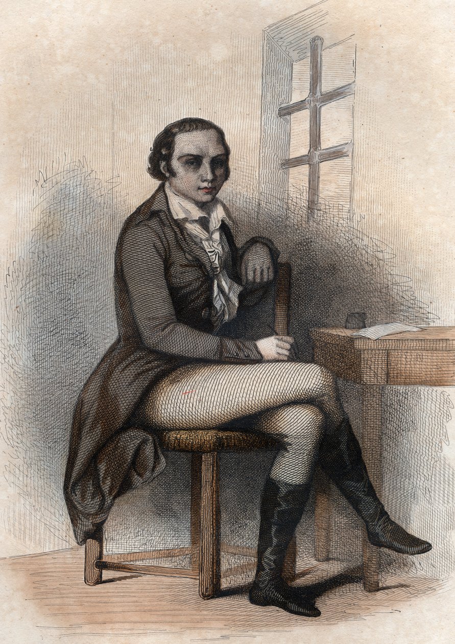 Portrét Andre Marie Cheniera (1762-1794), francouzského básníka. od French School
