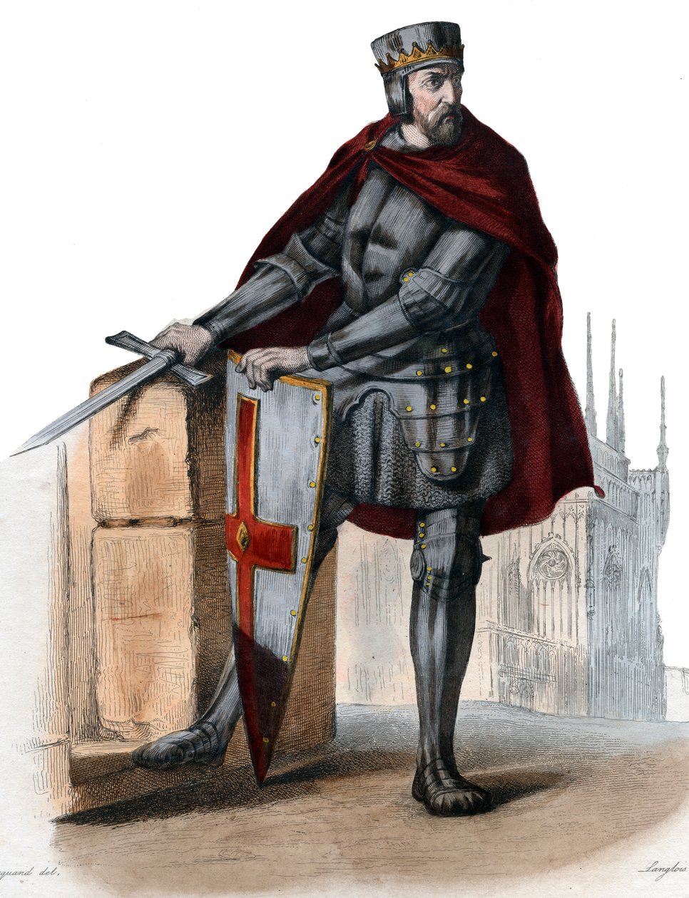 Portrét Simona IV de Montfort, 5. hraběte z Leicesteru (1150-1218), francouzského šlechtice. od French School