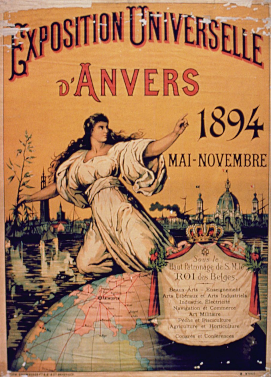 Plakát pro Světovou výstavu v Antverpách, květen-listopad 1894 od French School