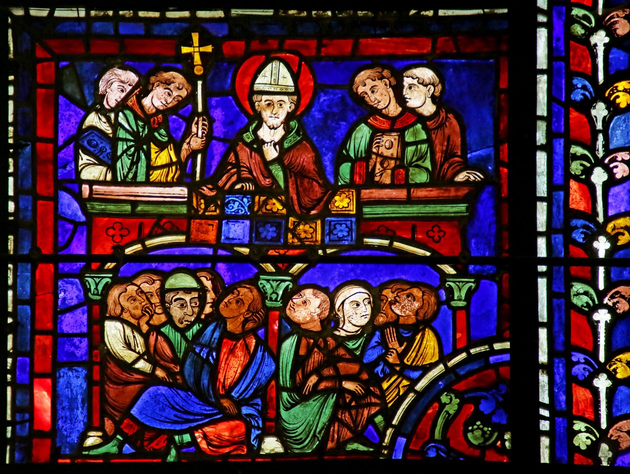 Kázání, scéna ze života svatého Martina, katedrála v Chartres od French School